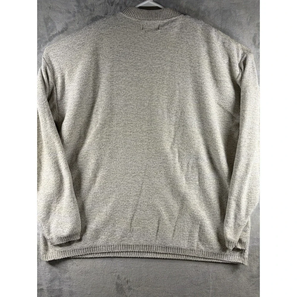 Peconic Bay Traders Mens Heathered Knit Henley Sweater XL 100% Cotton Made USA‎